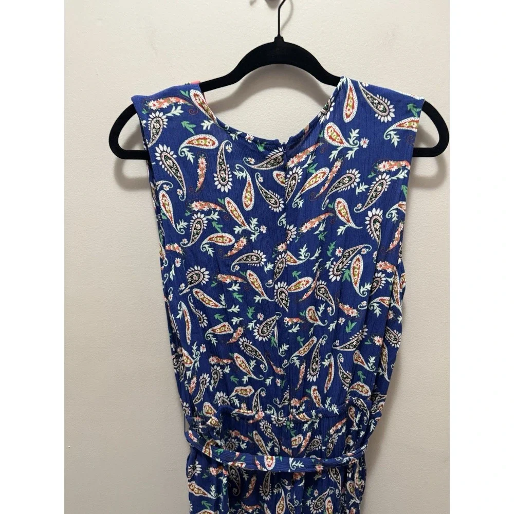 Westport Blue Paisley Sleeveless‎ Wide Leg Jumpsuit Size 16